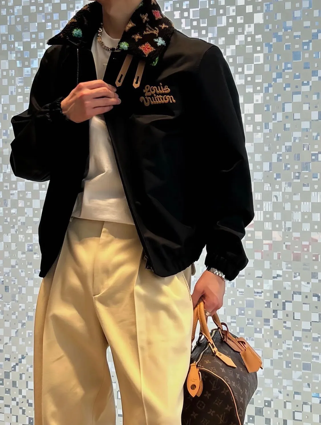 Louis Vuitton & Tyler 24Fw Floral Removable Lamb Fleece Collar Jacket Jacket
